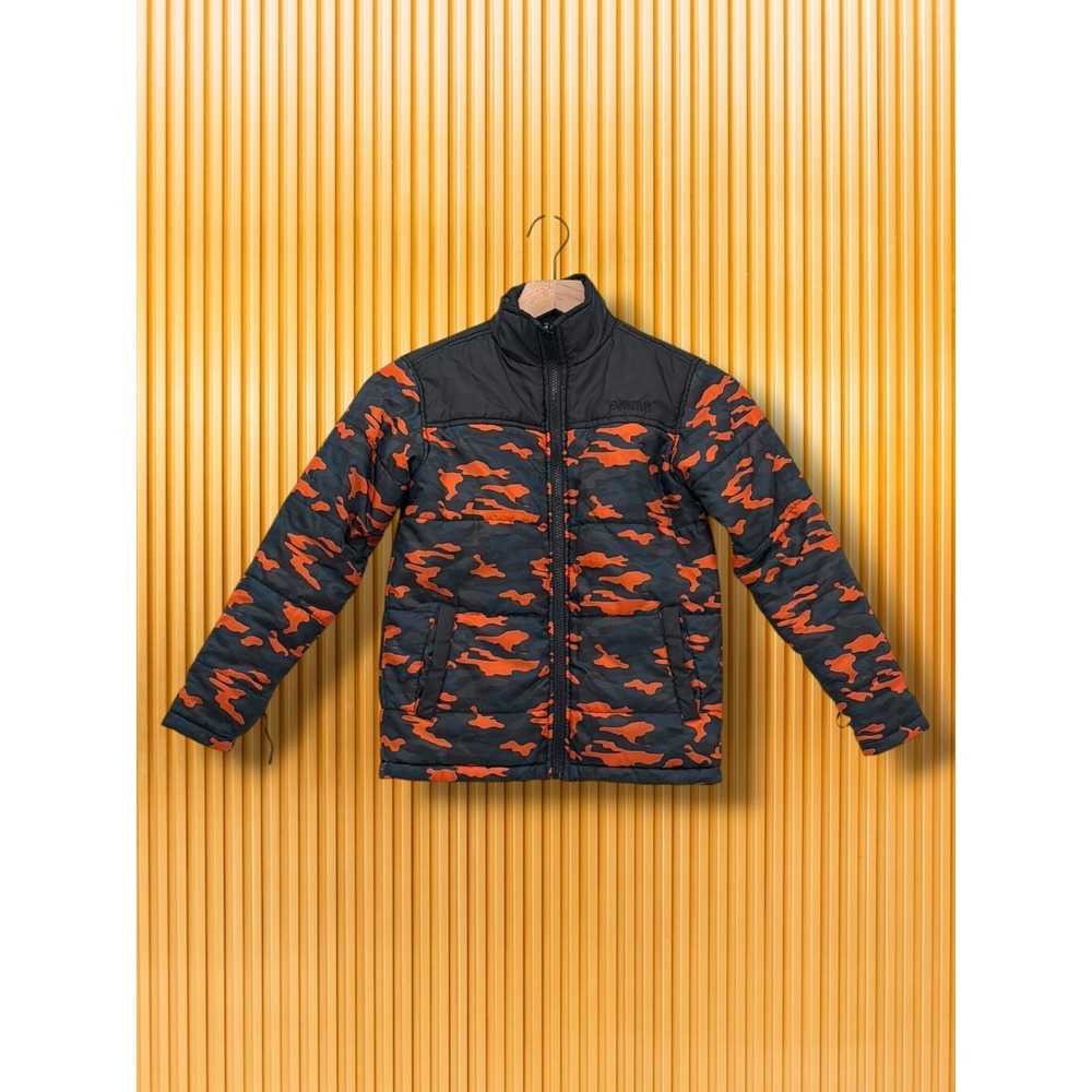 Magellan Outdoors Orange Camo Puffer Insulated Full Zip Jacket Kids Size S
